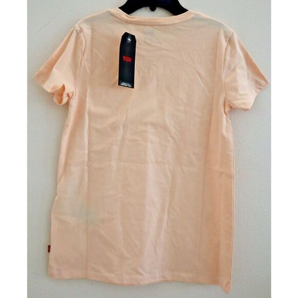 Levi's A27320058 Womens XS Peach/White Logo Print Crew Neck Short Sleeve T-Shirt - Picture 3 of 4